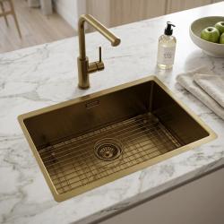 Pure.Sink Luxion PVD Antique Fregadero de bronce 55 x 40 cm para encastrar, empotrar y montar sobre encimera  con rejilla inferior PLX5540-64
